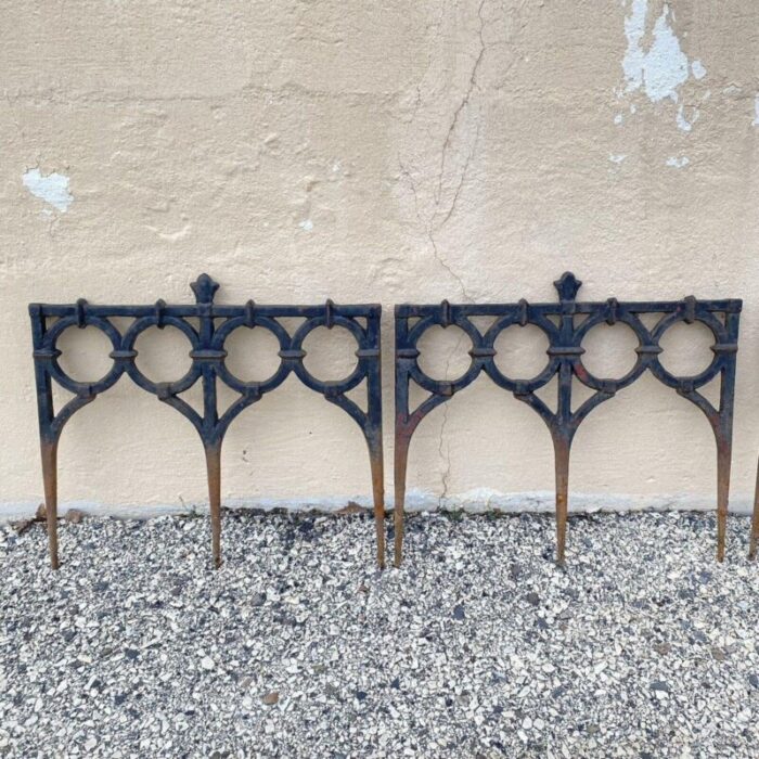 antique french victorian cast iron outdoor garden fence edge edging set of 8 5600