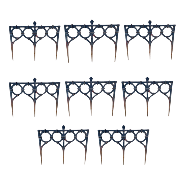 antique french victorian cast iron outdoor garden fence edge edging set of 8 7214