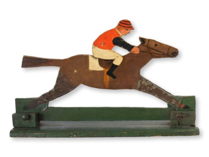 antique horse and jockey game carving 0048