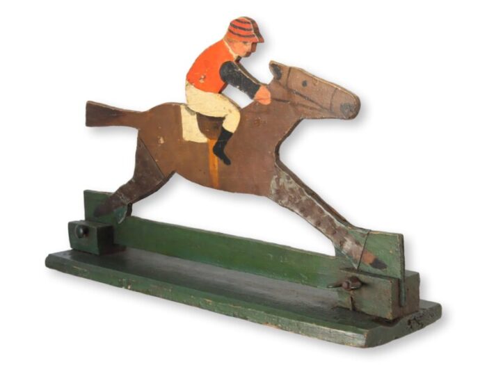 antique horse and jockey game carving 1998