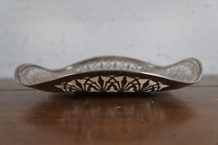 antique james e blake sterling silver reticulated filigree tray dish 3279