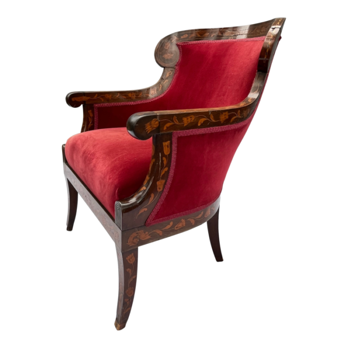 antique marquetry upholstered armchair 3969