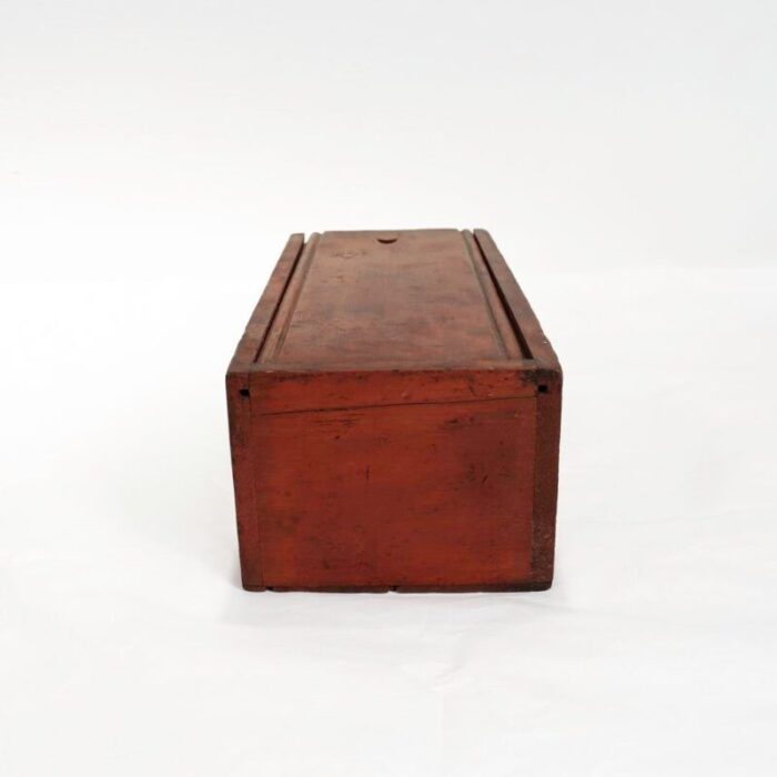 antique mid atlantic states folky slide lid candle box with an original red wash 3235