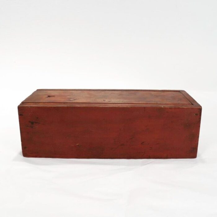 antique mid atlantic states folky slide lid candle box with an original red wash 4100