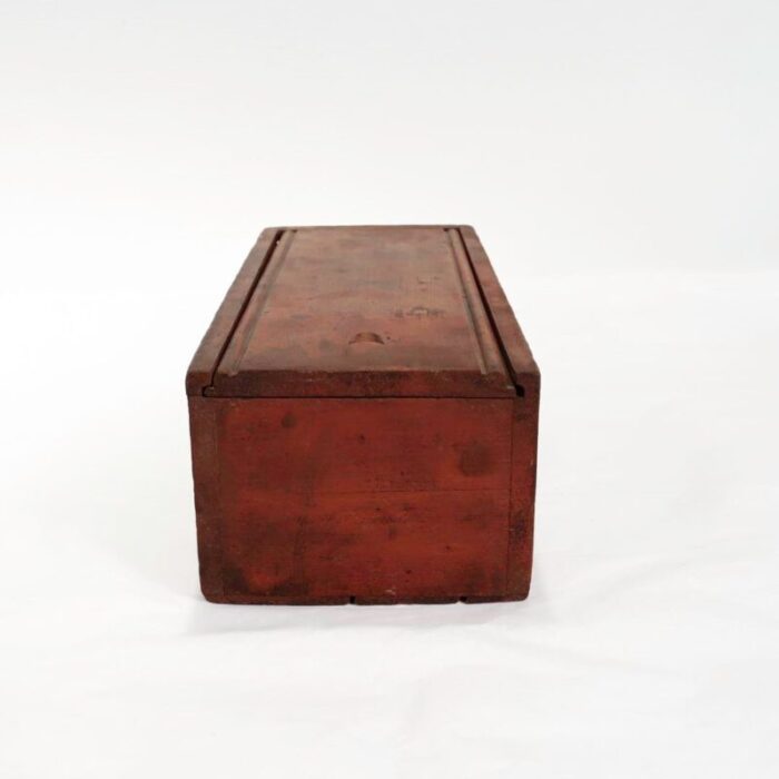 antique mid atlantic states folky slide lid candle box with an original red wash 7832