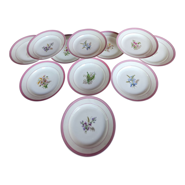 antique old paris porcelain plates with wildflowers set of 12 0348