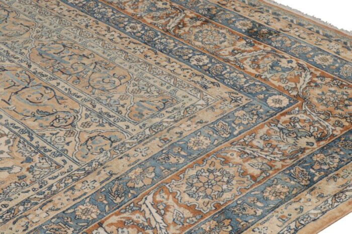 antique persian kerman rug with gold and blue floral patterns from rug and kilim 2979