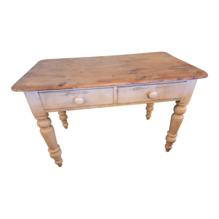 antique pine prep table with two drawers from england circa 1890 4875