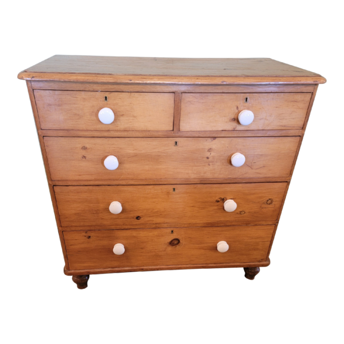 antique pine two drawers over three drawers chest of drawers from england circa 1890 5736