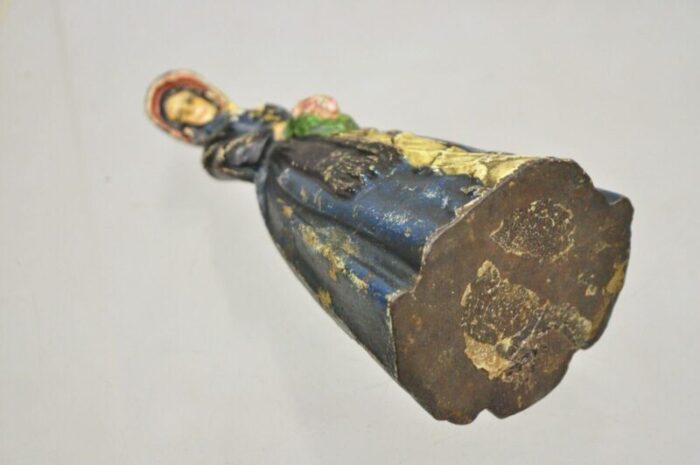 antique victorian cast iron figural colonial woman painted door stop 0673