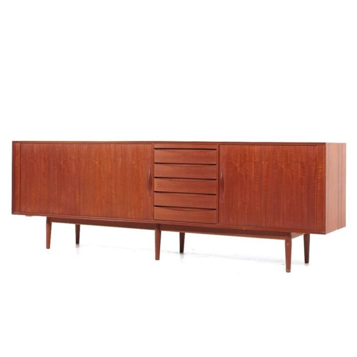 arne vodder for sibast model 76 mid century danish teak tambour door credenza and hutch 2082