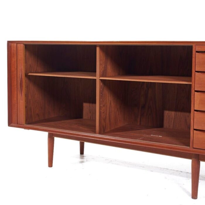 arne vodder for sibast model 76 mid century danish teak tambour door credenza and hutch 8904