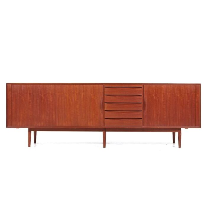 arne vodder for sibast model 76 mid century danish teak tambour door credenza and hutch 8946