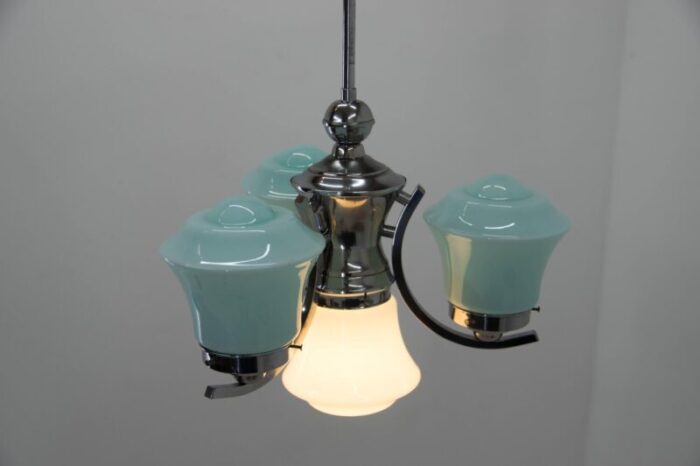 art deco blue chandelier 1930s 8