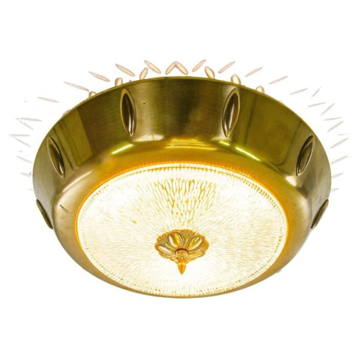 art deco brass and glass flush mount 1930s 1