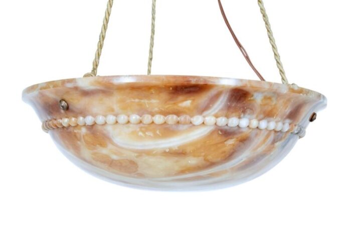 art deco carved alabaster hanging pendant light 2