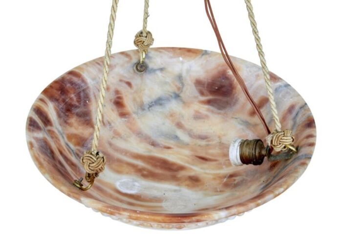 art deco carved alabaster hanging pendant light 4