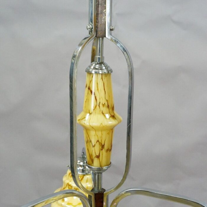 art deco chandelier with three glass shades 5