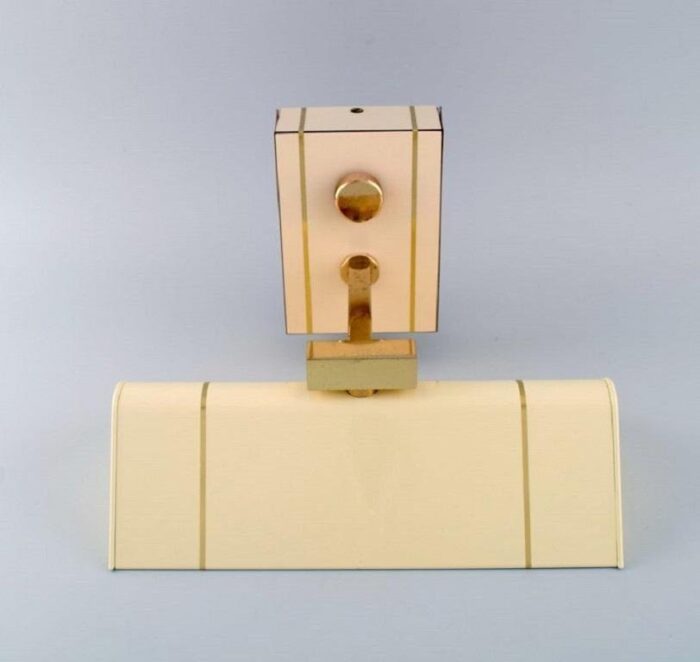 art deco cream lacquered metal brass wall lamp 4 scaled