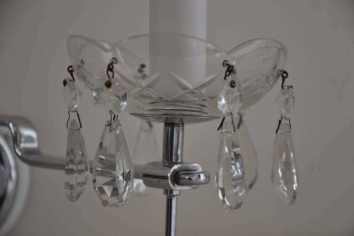 art deco crystal brass chromed wall sconces set of 2 6