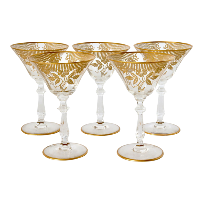 art deco gold embellished cocktail coupes set of 5 5099