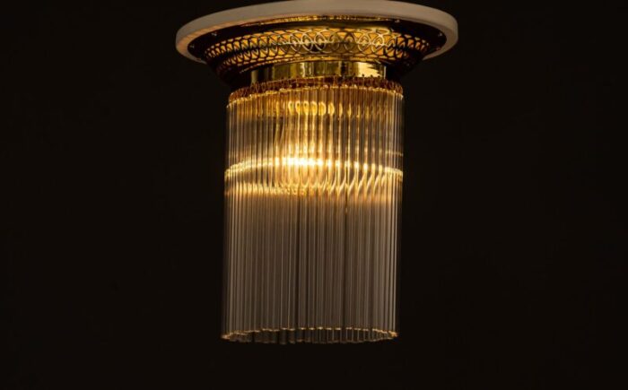 art deco italian ceiling lamp with glass sticks 1920s 9