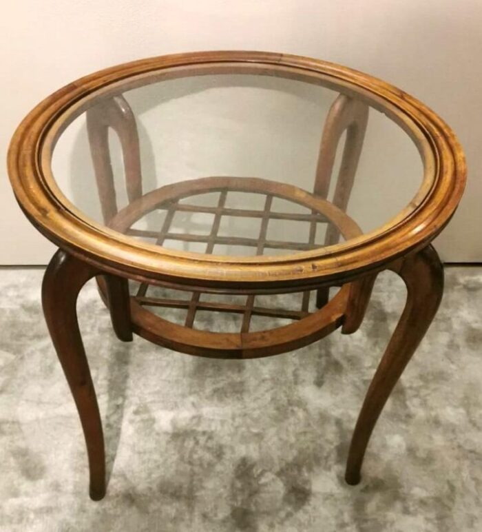 art deco italian coffee table with glass top 1950s 0895