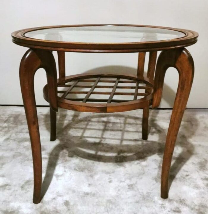 art deco italian coffee table with glass top 1950s 2424