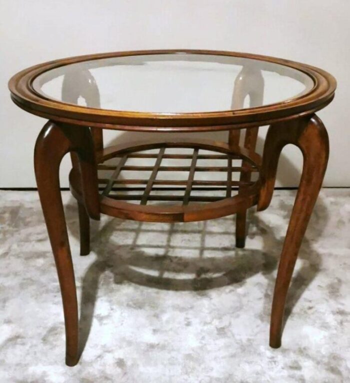 art deco italian coffee table with glass top 1950s 4759