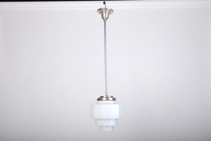 art deco nickel plated pendant lamp 1930s 1