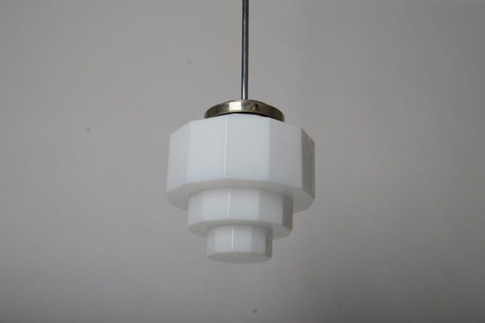 art deco nickel plated pendant lamp 1930s 3