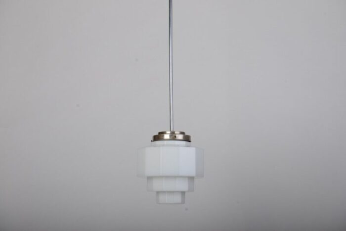 art deco nickel plated pendant lamp 1930s 6