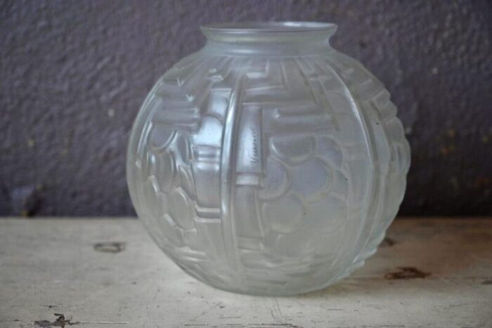 art deco sandblasted glass vase from vianne 1930s 0204