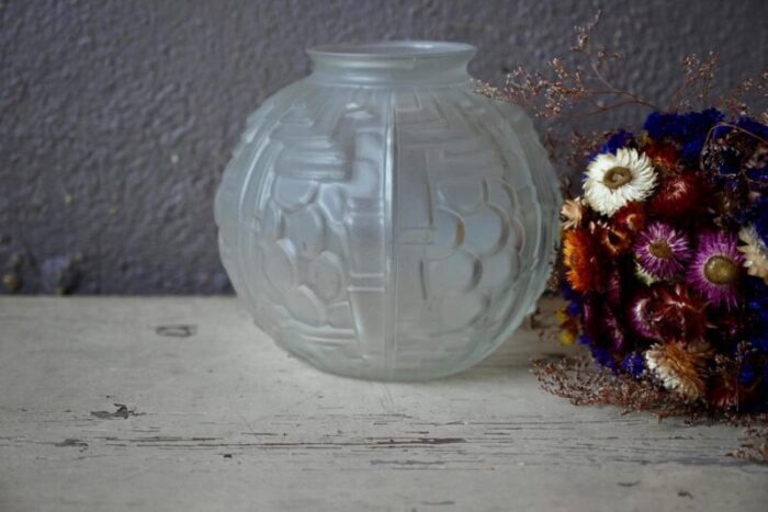 art deco sandblasted glass vase from vianne 1930s 1321