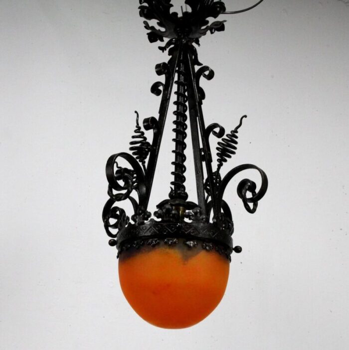 art nouveau forging and glass pasta lamp 5