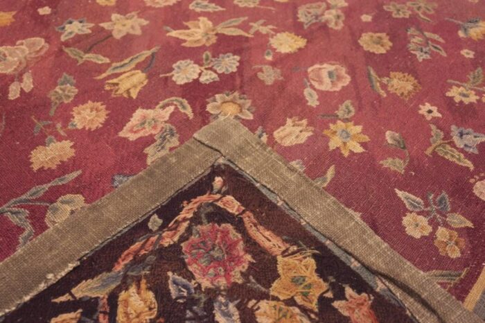 back antique english needlepoint floral rug 71983 nazmiyal master