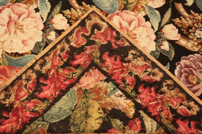 back floral antique english needlepoint rug 72094 nazmiyal master