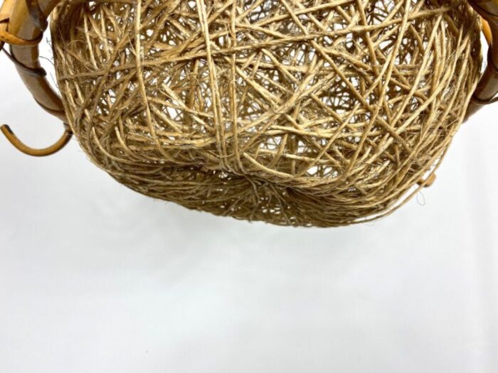 bamboo rattan rope chandelier pendant italy 1960s 8