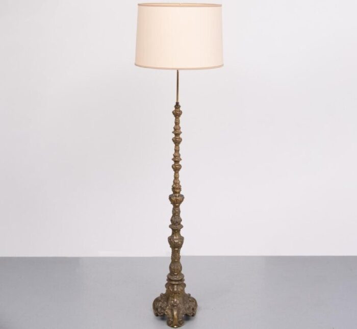 baroque revival brass floor lamp france 1950s 2621