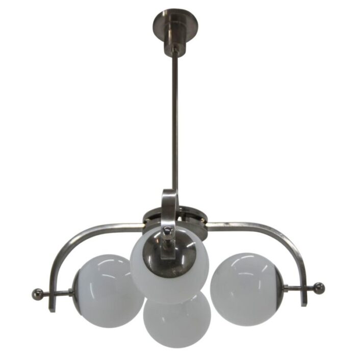 bauhaus nickel plated chandelier 1930s 12