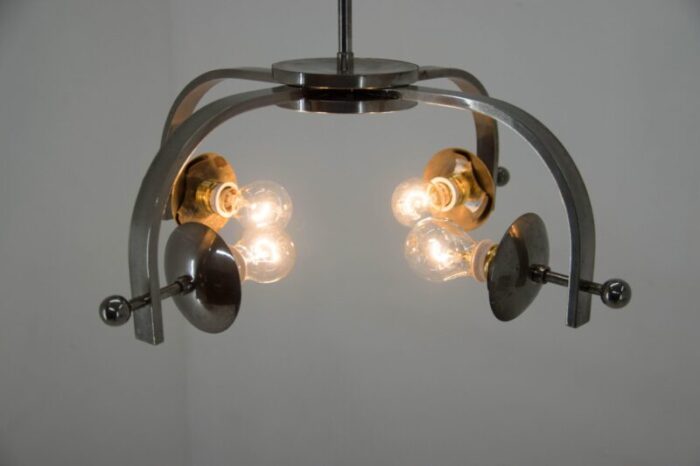 bauhaus nickel plated chandelier 1930s 14