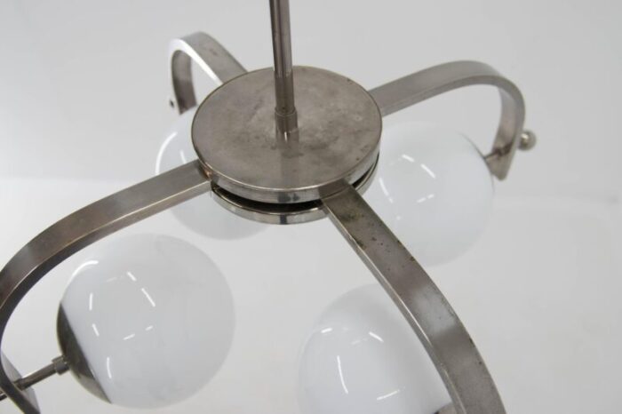 bauhaus nickel plated chandelier 1930s 7