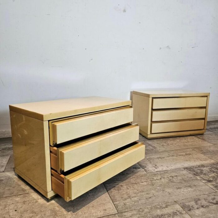 bedsides in ivory color from aldo tura italy 1970s set of 2 2861