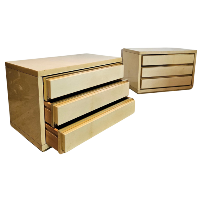 bedsides in ivory color from aldo tura italy 1970s set of 2 4529