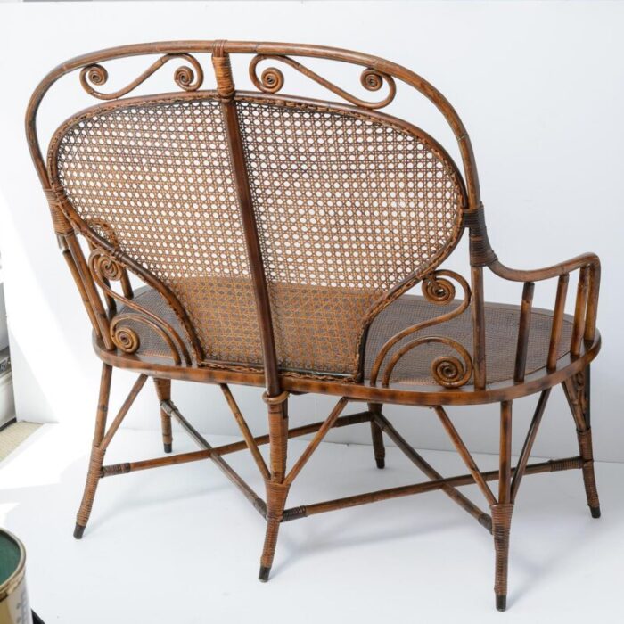 bent bamboo and cane settee attributed to michael thonet austria c1900 8314