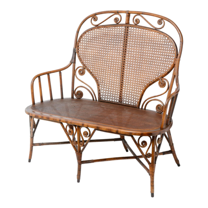 bent bamboo and cane settee attributed to michael thonet austria c1900 8592