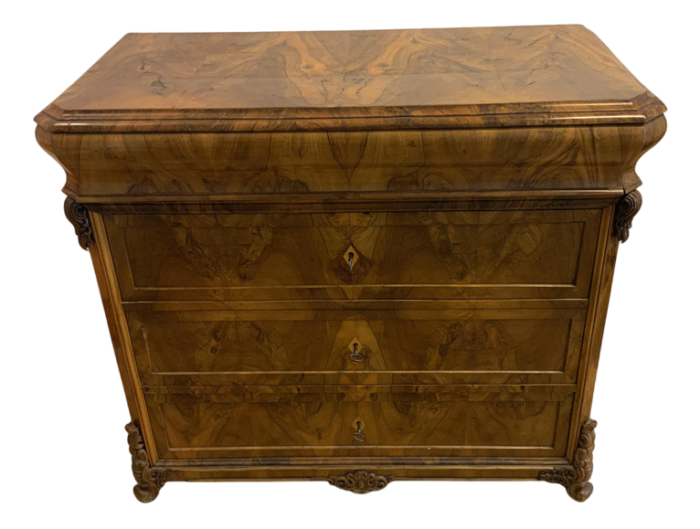 biedermeier tulip head chest of drawers in walnut 1850 3949