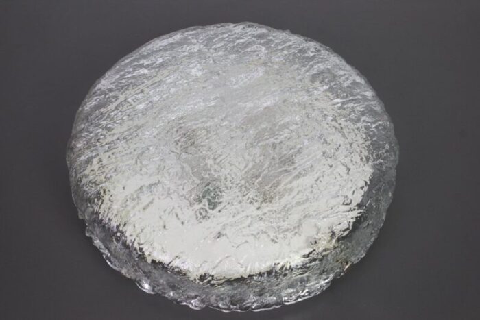 big murano ice glass round flush mount from kaiser germany 1970s 7