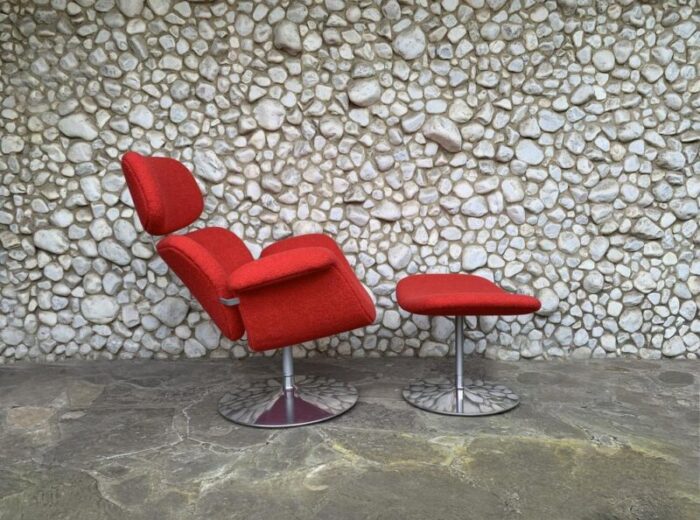 big tulip lounge chair and ottoman by pierre paulin for artifort 1980s set of 2 0491