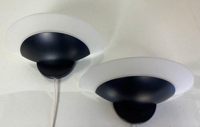 black acryl and glass wall lights by leonardo marelli for estiluz 1980s set of 2 4